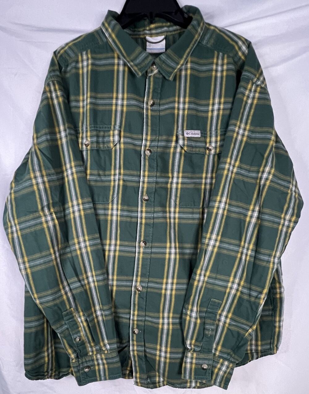 Columbia Sportswear Mens Long Sleeve Plaid Green Shirt XXL